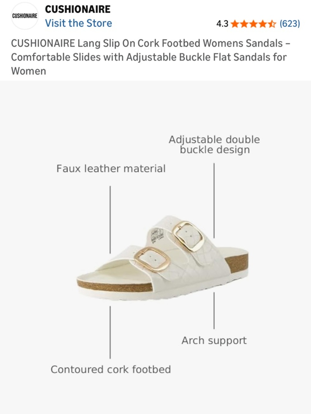 Women's Cream Woven Double-Buckle Slide Sandals with Gold Hardware 6M - Picture 12 of 14